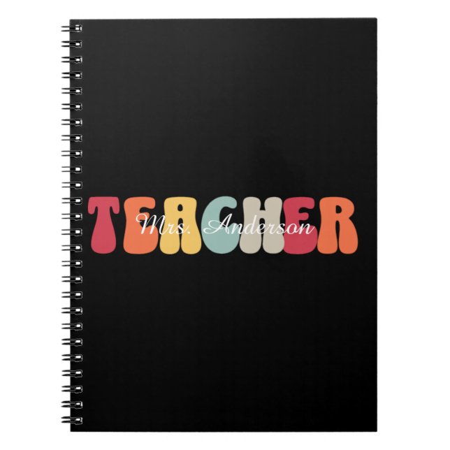 Caderno Espiral Professor-Ensino-Ensino-Retro-Funny (Frente)