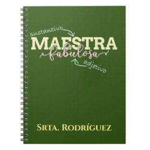 Caderno Espiral Professor espanhol personalizado Fabulosa de