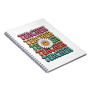 Caderno Espiral Professor Groovy Flor de Margarida Fofo Retorno à 