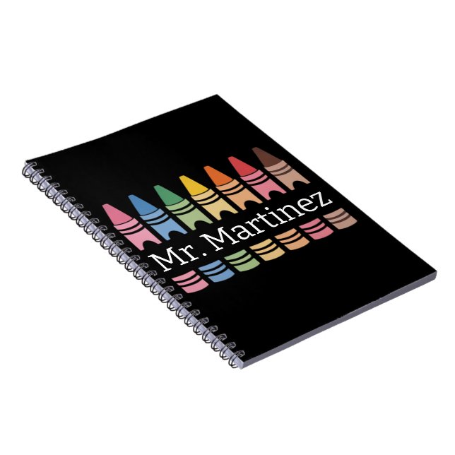 Caderno Espiral Professor personalizado Crayon Nome Cute Back Scho (Lado Direito)