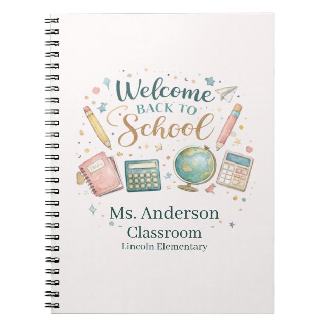 Caderno Espiral Professor Personalizado de Volta à Escola (Frente)