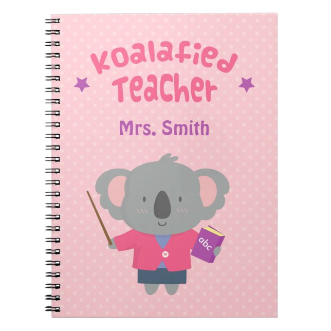 Caderno Espiral Professor Urso Coala Engraçadinho e Divertido (Frente)