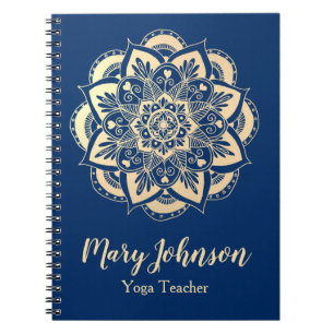 Caderno Espiral Professora Elegante Dourada Mandala Yoga