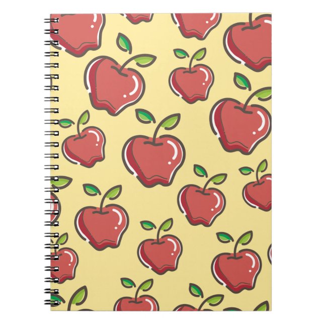 Caderno Espiral Professora Padrões de Árvore de Apple Pré-Escolar  (Frente)