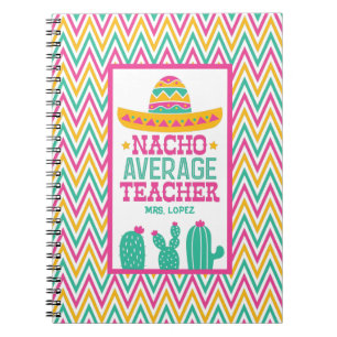 Caderno Espiral Professora Personalizada Nacho Média Funny Cactus