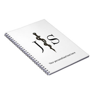 Caderno Espiral Profissional Médico Símbolo de Asclépio Preto e Br