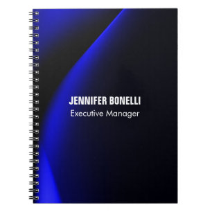 Caderno Espiral Profissional minimalista moderno azul adicione seu