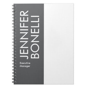 Caderno Espiral Profissional minimalista moderno texto cinza ousad