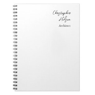 Caderno Espiral Profissional Preto Branco Simples Arquiteto Grosso