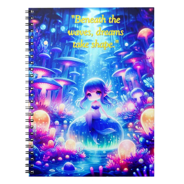 Caderno Espiral Profundidades Místicas - Notebook Chibi Mermaid Gl (Frente)