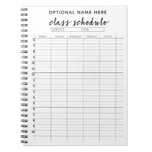 Caderno Espiral Programação de Classe para Semestre - preto e bran