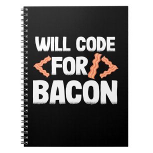 Caderno Espiral Programador Codificará Para Bacon