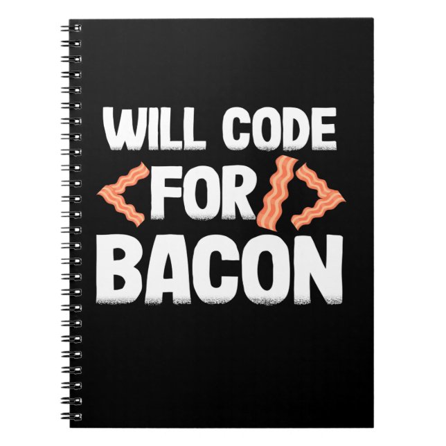 Caderno Espiral Programador Codificará Para Bacon (Frente)