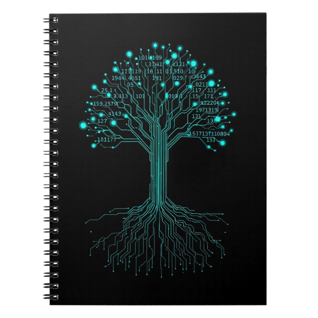 Caderno Espiral Programador de Codificação Binária Design Gráfico  (Frente)