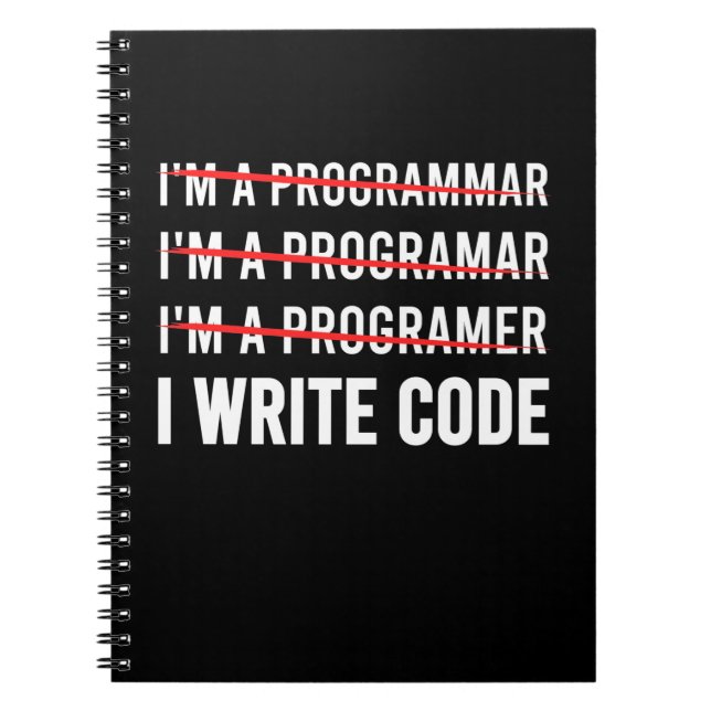 Caderno Espiral Programador Engraçado Eu Escrevo Código (Frente)
