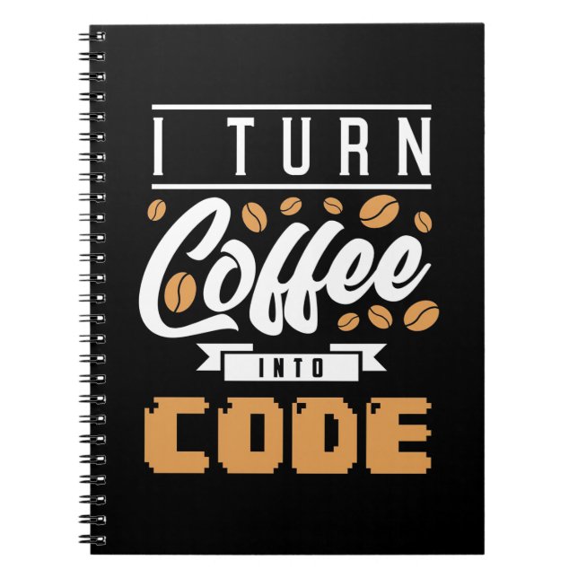Caderno Espiral Programador Transforma Café Em Código (Frente)