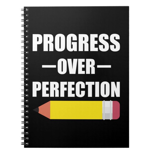 Caderno Espiral Progresso Acima da Perfeição De Volta à Escola Pro (Frente)