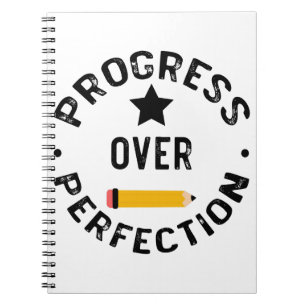 Caderno Espiral Progresso Acima da Perfeição De Volta à Escola Pro