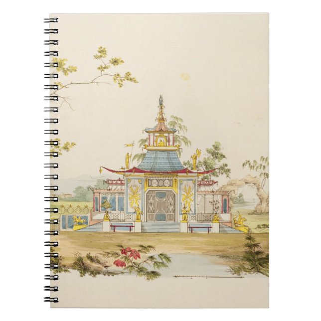 Caderno Espiral Projete para um templo chinês, c.1810 (caneta & (Frente)
