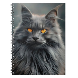 Caderno Espiral Projeto de Retrato de Majestoso Gato de Cabelo Lon