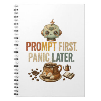 Caderno Espiral Prompt Primeiro Pânico Depois Camiseta Engraçada d