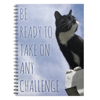 Caderno Espiral Pronto Para Um Slogan Motivacional De Cat Desafiad