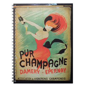 Caderno Espiral Propaganda de poster "Pur Champagne", de Damery, E