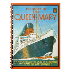 Caderno Espiral Propaganda do vintage, RMS Queen Mary