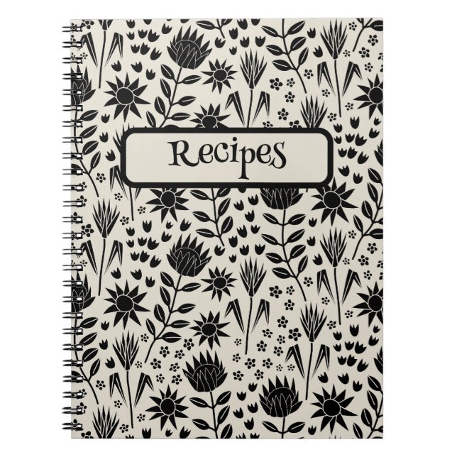 Caderno Espiral Protea Floral Block Impressão Millefleur (Frente)