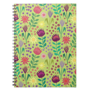 Caderno Espiral Protea Floral Block Impressão Millefleur Cheio ver
