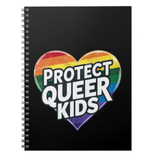Caderno Espiral Proteja Crianças Queer Coração Arco-íris Orgulho