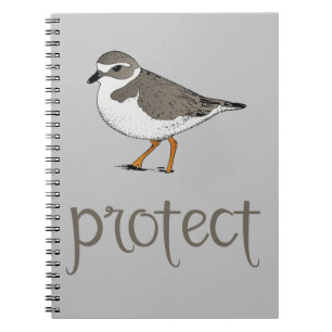 Caderno Espiral Proteja o pássaro da tarambola tranqüila