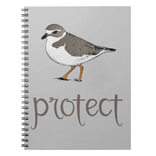 Caderno Espiral Proteja o Pássaro Plover Piping (Frente)