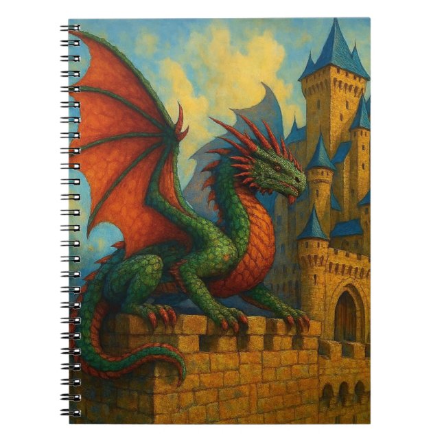 Caderno Espiral Protetor do Castelo do Dragão Medieval (Frente)