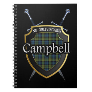 Caderno Espiral Protetor & espadas do Tartan de Campbell do