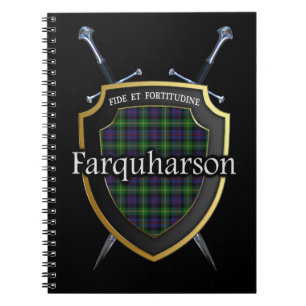 Caderno Espiral Protetor & espadas do Tartan de Farquharson do cl