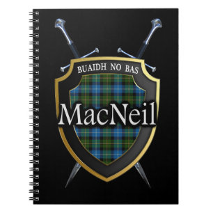Caderno Espiral Protetor & espadas do Tartan de MacNeil do clã