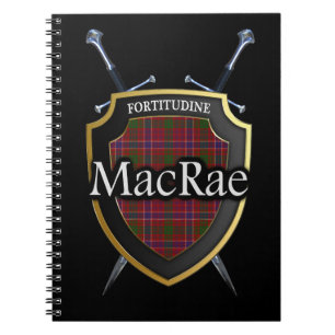 Caderno Espiral Protetor & espadas do Tartan de MacRae do clã