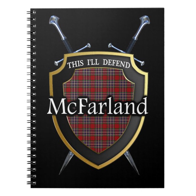 Caderno Espiral Protetor & espadas do Tartan de McFarland (Frente)