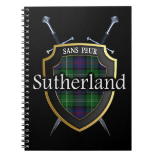 Caderno Espiral Protetor & espadas do Tartan de Sutherland do clã