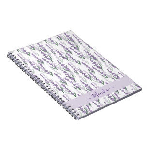 Caderno Espiral Provedação de campo de lavanda flor roxa