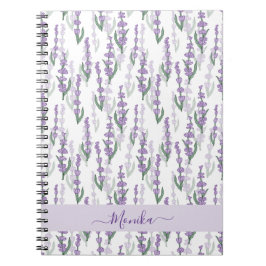 Caderno Espiral Provedação de campo de lavanda flor roxa