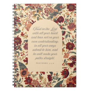 Caderno Espiral Provérbios 3:5–6 Confie no Senhor Floral Vintage