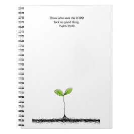 Caderno Espiral Psalm 34:10 Scripture Notebook | Writing Journal