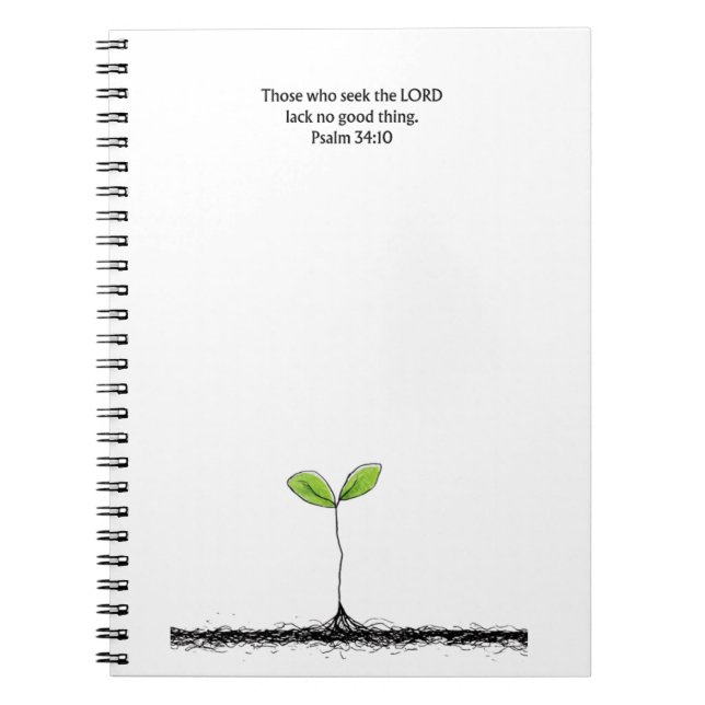 Caderno Espiral Psalm 34:10 Scripture Notebook | Writing Journal (Frente)