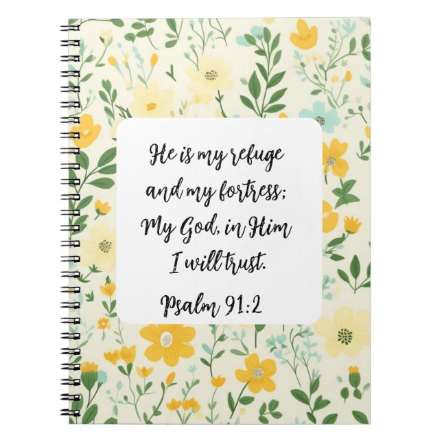 Caderno Espiral Psalm 91:2 Christian Spiral Photo Notebook (Frente)