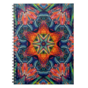 Caderno Espiral Psicodélica Colorida Kaleidoscópio Padrão