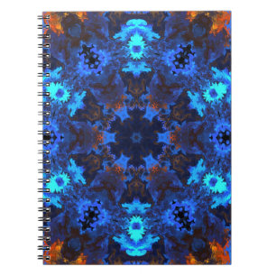 Caderno Espiral Psicodélico Azul Hippie e Laranja