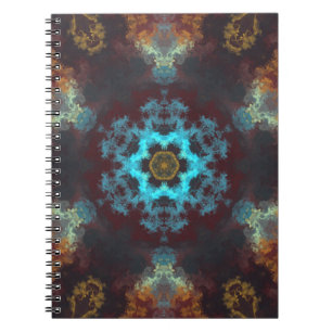 Caderno Espiral Psicodélico Flor Azul, Vermelho e Amarelo