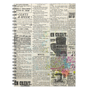 Caderno Espiral Publicidade de jornal Vintage